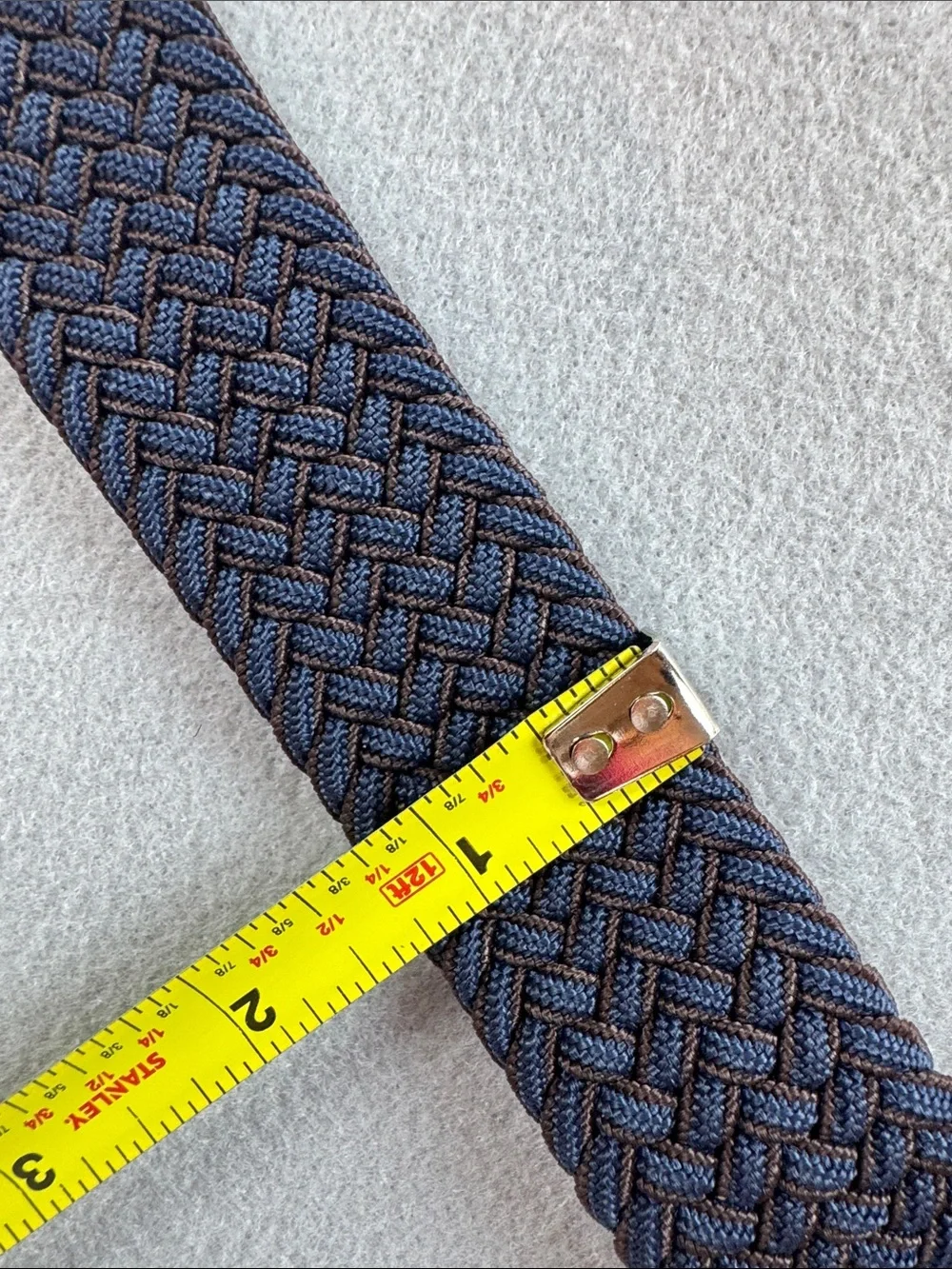 Tommy Bahama Blue Brown Braided Reversible Stretch Belt Silver Buckle Size L/XL